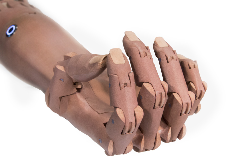 _MG_1563wip TrueLimb is a 3D printed prosthetic arm that is manufactured using Multi Jet Fusion (MJF) 3D printers